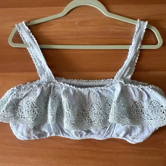 American Eagle Outfitters Light Blue Lace Tank Top Size S - Picture 10 of 11